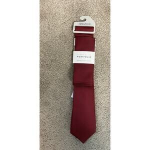 New‎ Perry Ellis Portfolio Necktie and Pocket Square Set, Maroon